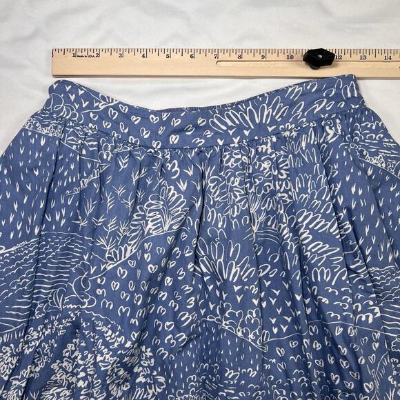 Boden Skirt Size 4R Blue White Floral A-Line Short Lined Pull-On Cotton Casual - Picture 4 of 11